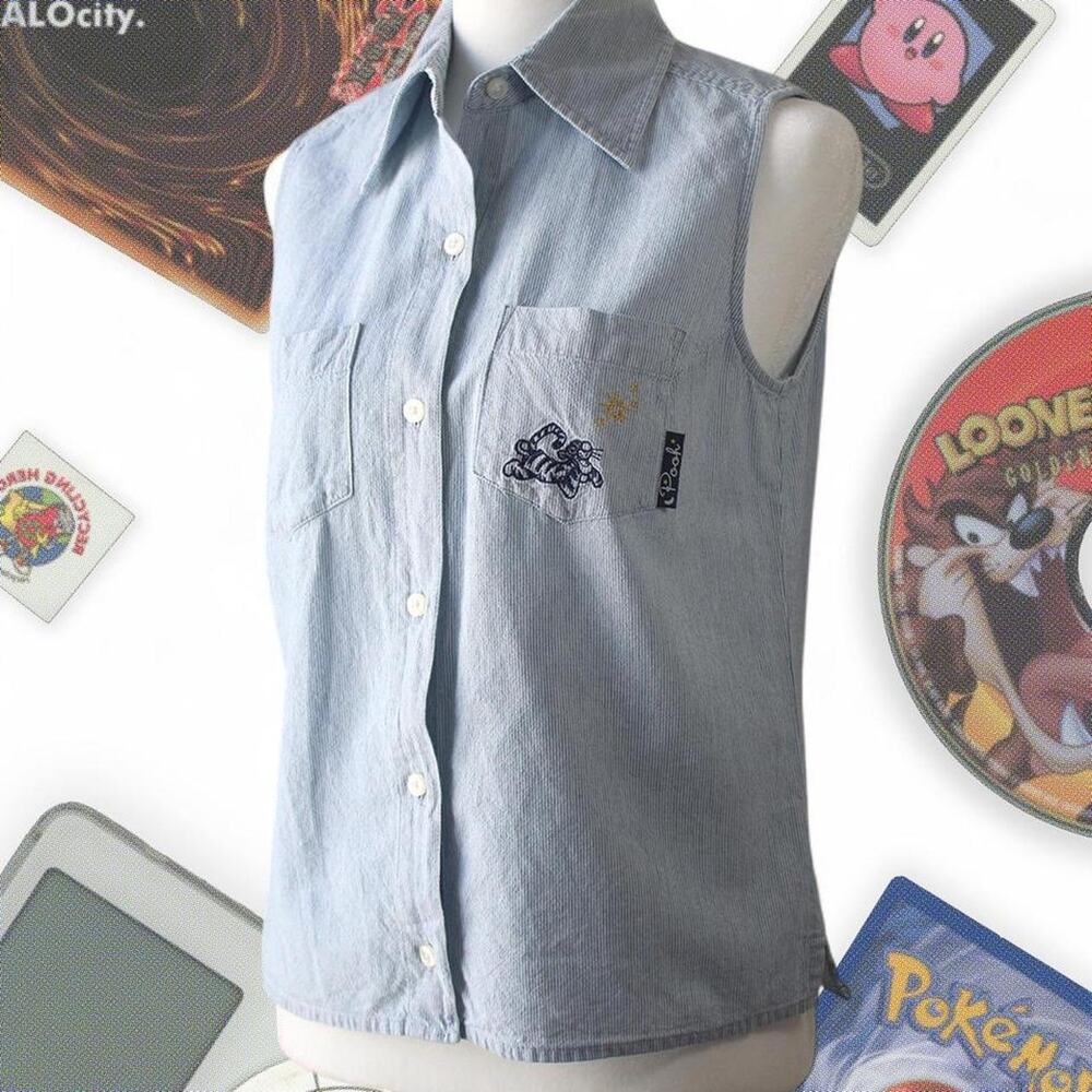 Light blue striped vintage 90s